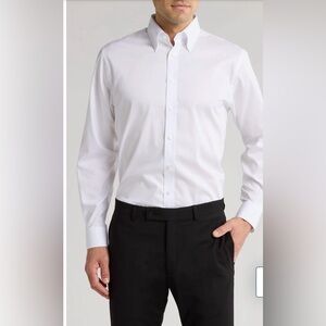 Nordstrom White Men's Dress Shirt 100% Cotton, wrinkle free